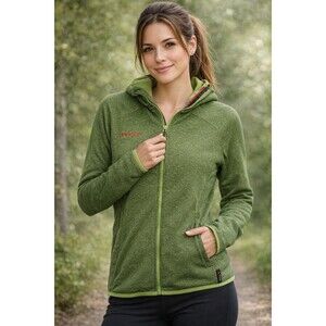 Mammut Full Zip Fleece Lined Green Hoodie Jacket Size L Large EUC!!